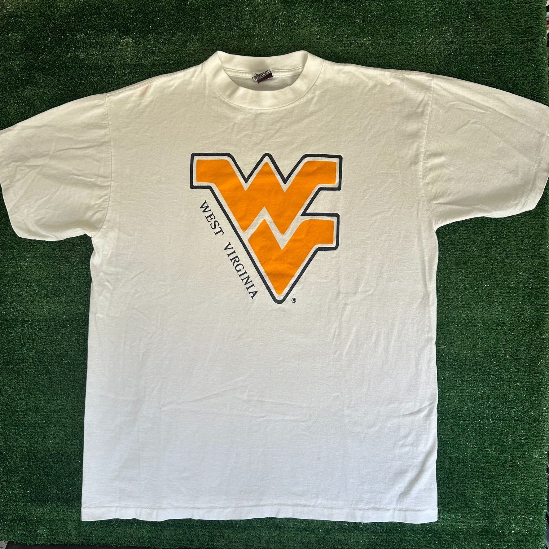 NCAA Vintage 90s WVU West Virginia Mountaineers T-Shirt Single St Size US XL / EU 56 / 4 - 1 Thumbnail