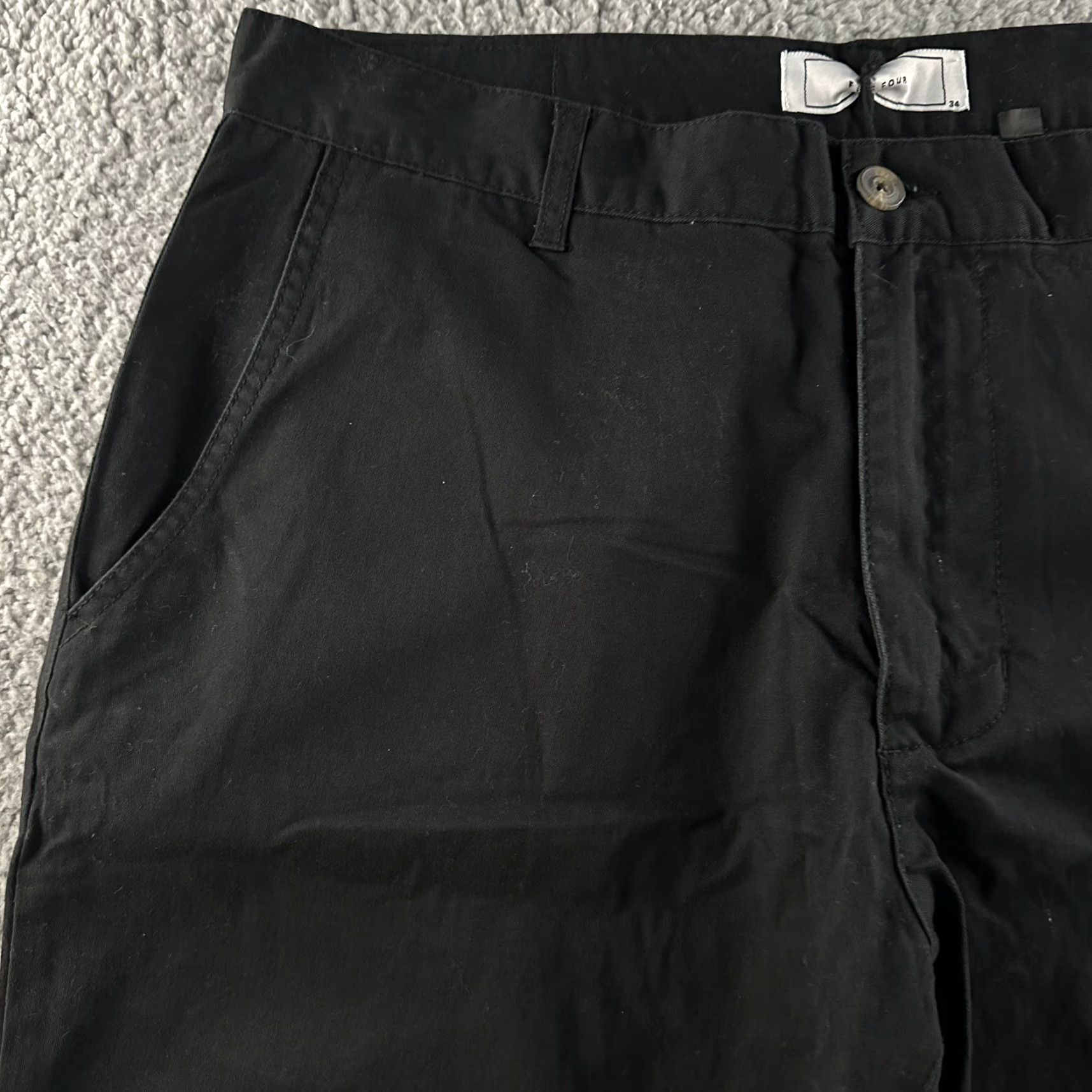 Vintage Five Four Mens Pants Black Size 34 Chino Relaxed Giovane Stretch Cotton Blend Slit? Size US 34 / EU 50 - 3 Thumbnail