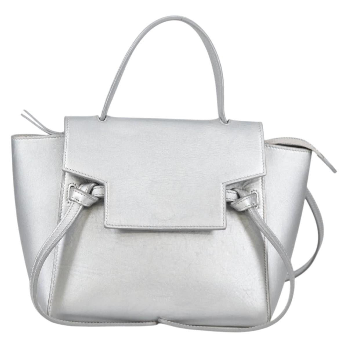 Celine CELINE Belt Bag Hand Bag Leather Silver Size ONE SIZE - 2 Thumbnail