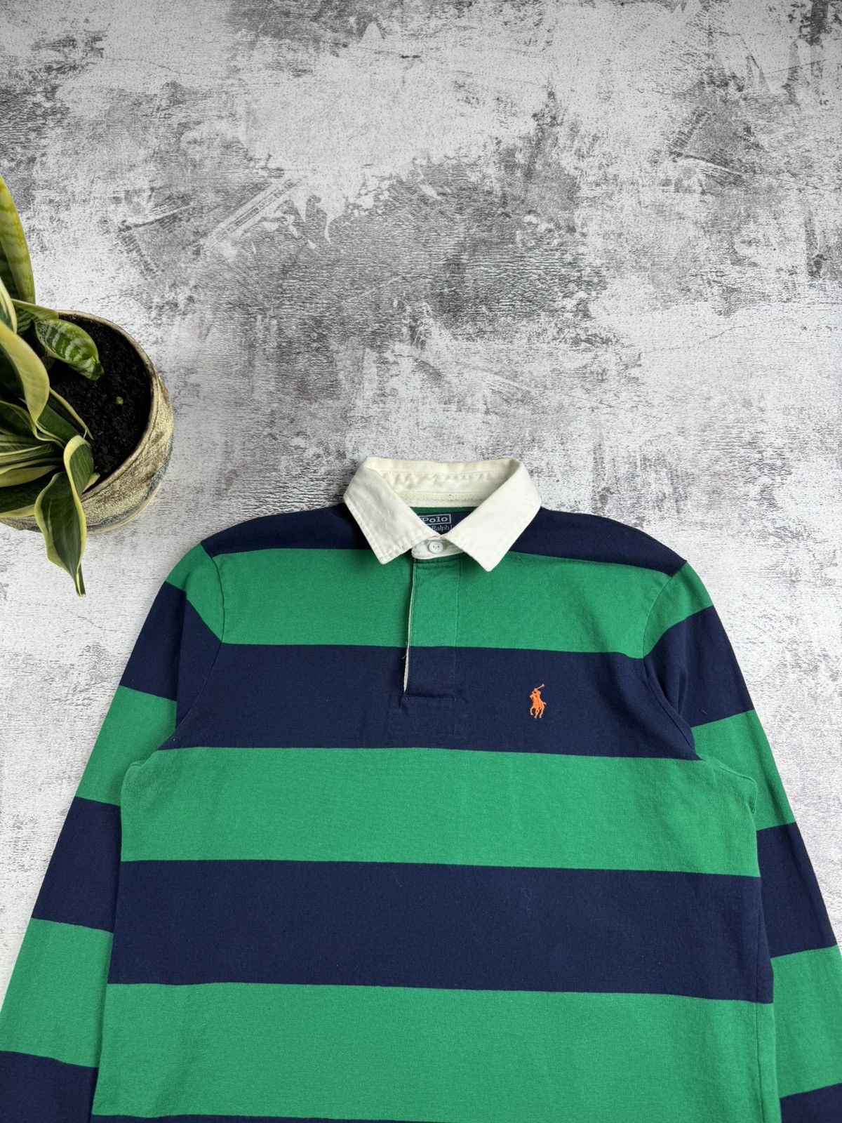 Polo Ralph Lauren Vintage 90S Polo Ralph Lauren Striped Green Retro OldMoney Pullover Longsleeve Size US S / EU 44-46 / 1 - 5 Thumbnail