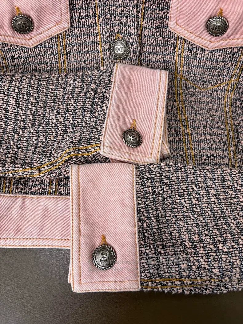 Chanel Chanel Pink tweed stitched denim jacket Size XS / US 0-2 / IT 36-38 - 4 Thumbnail