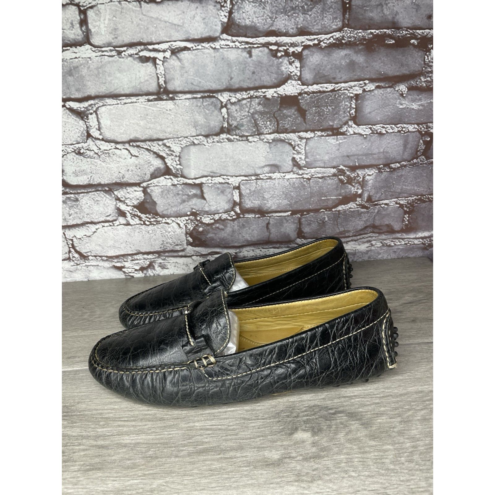 Martin Dingman Martin Dingman Croc Embossed Black Leather Loafers Moccasins Size US 8 / IT 38 - 23 Thumbnail