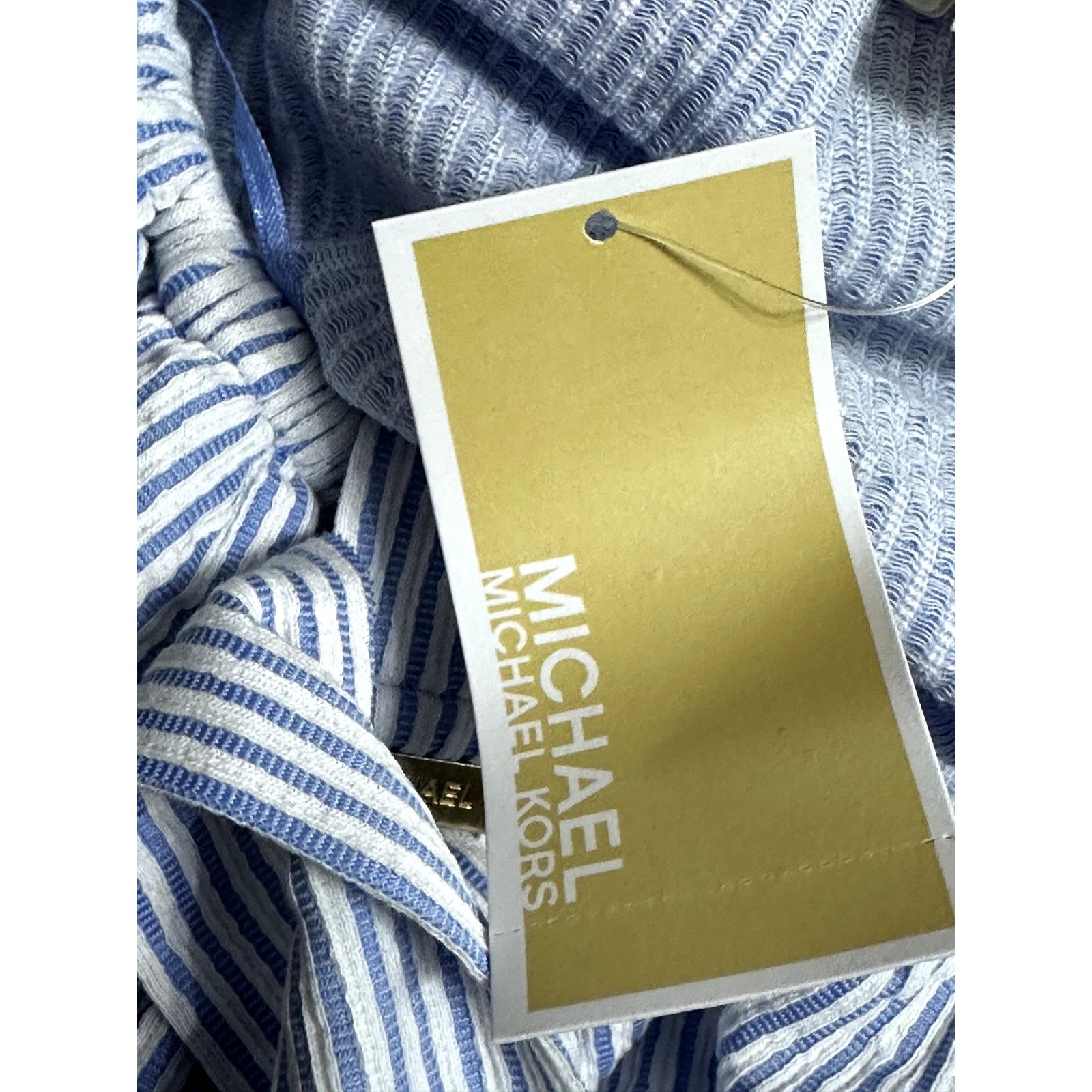 Michael Kors Michael Kors Women's Blue/White Striped Off Shoulder Dress S Size S / US 4 / IT 40 - 8 Thumbnail