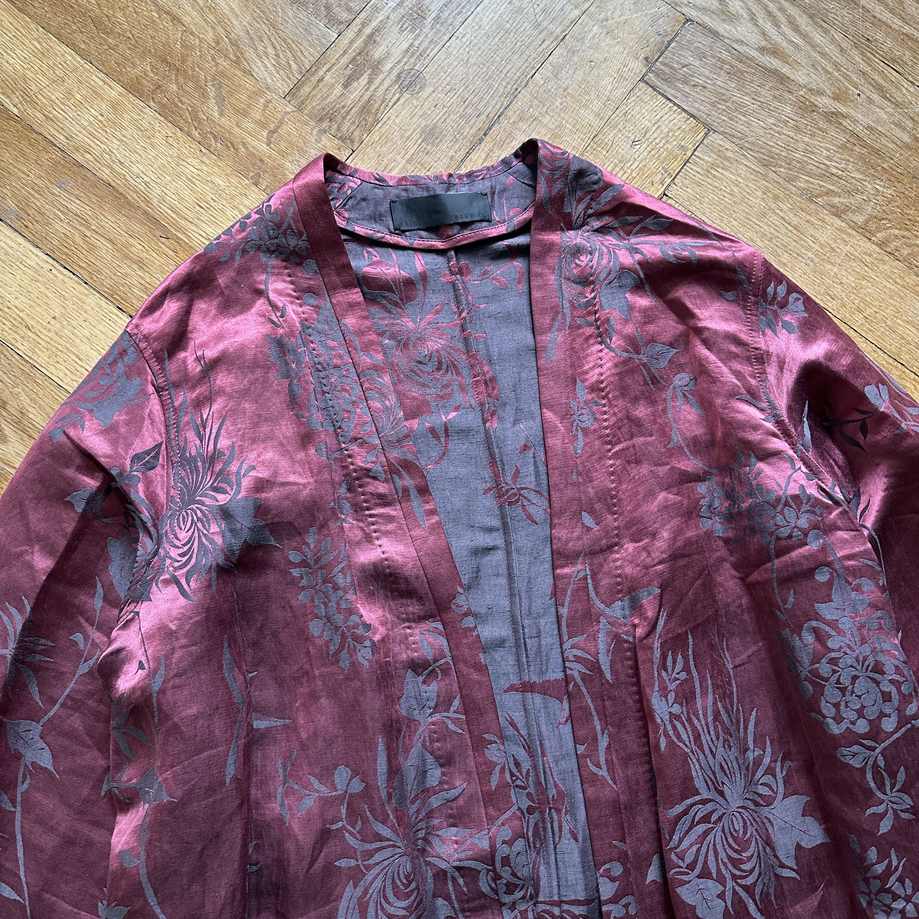 Haider Ackermann SS15 Floral Linen/Silk Oversized Belted Kimono Size US XS / EU 42 / 0 - 5 Thumbnail