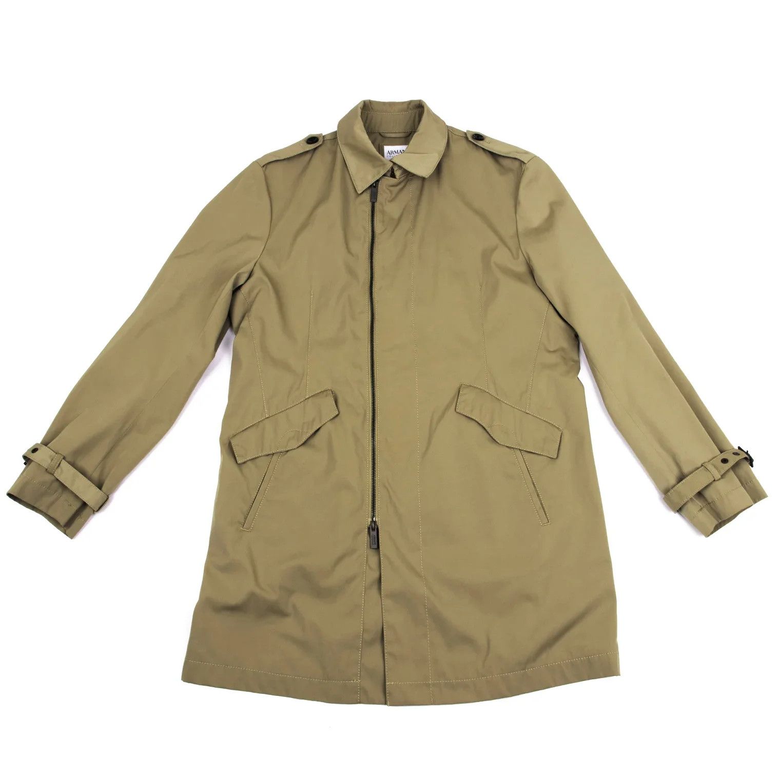 Armani Collezioni Zip Coat in Beige Size 50 Size US XXS / EU 40 - 1 Thumbnail
