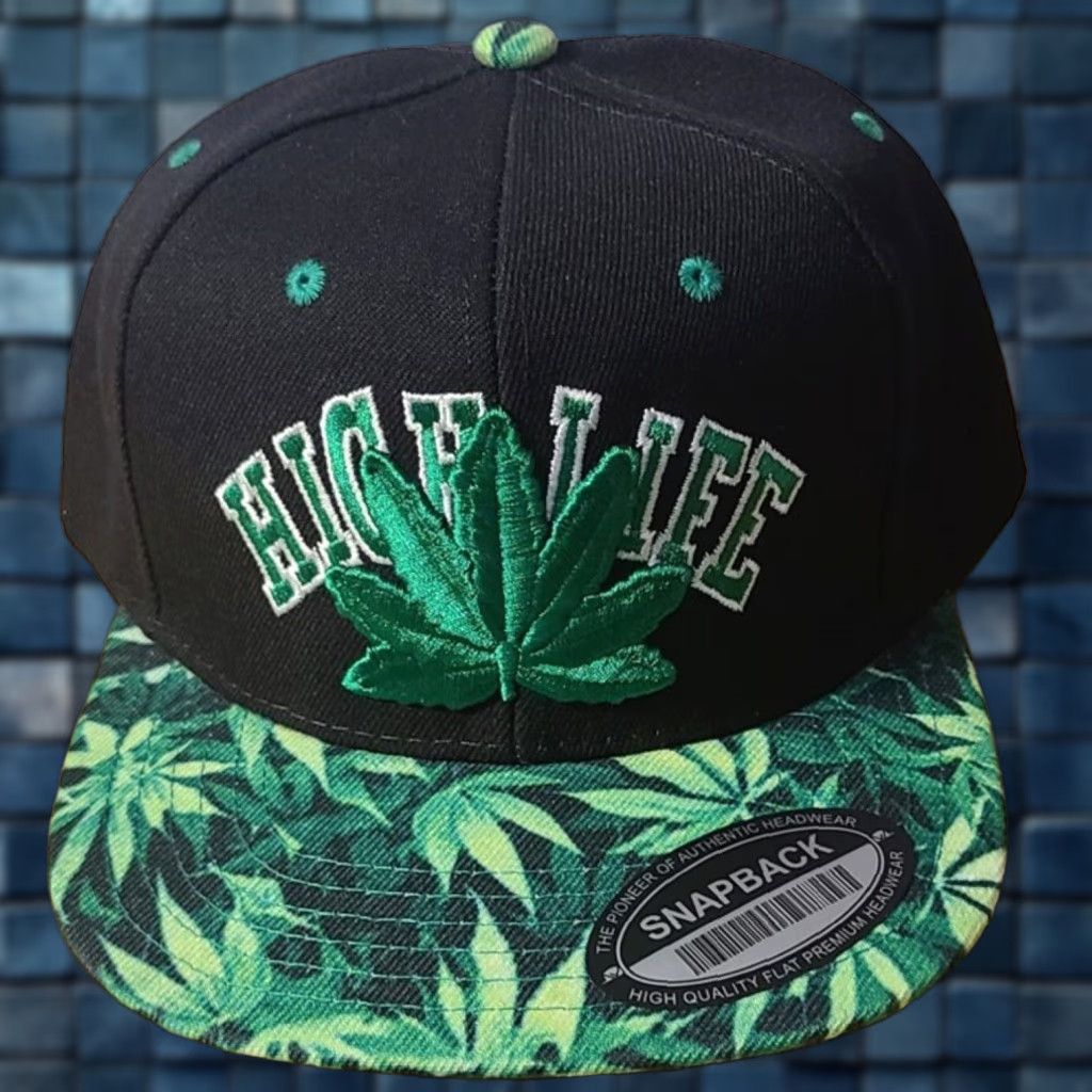 Vintage HIGH LIFE MARIJUANA LEAF LEAVES CANNABIS WEED SNAPBACK BASEBALL CAP BLACK Size ONE SIZE - 1 Thumbnail