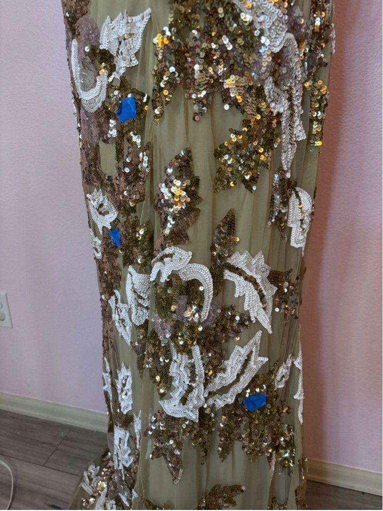 Mac Duggal Women's Mac Duggal Gold & White Sequin Dress Size 14 Size XL / US 12-14 / IT 48-50 - 7 Thumbnail