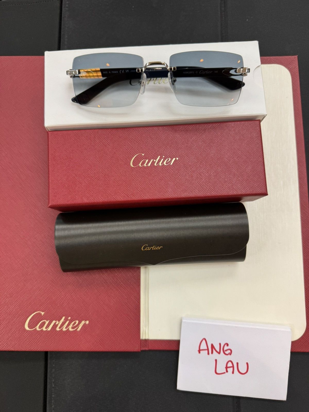 Cartier RARE Cartier Blue Acetate Sunglasses Platinum Rimless C Size ONE SIZE - 2 Thumbnail