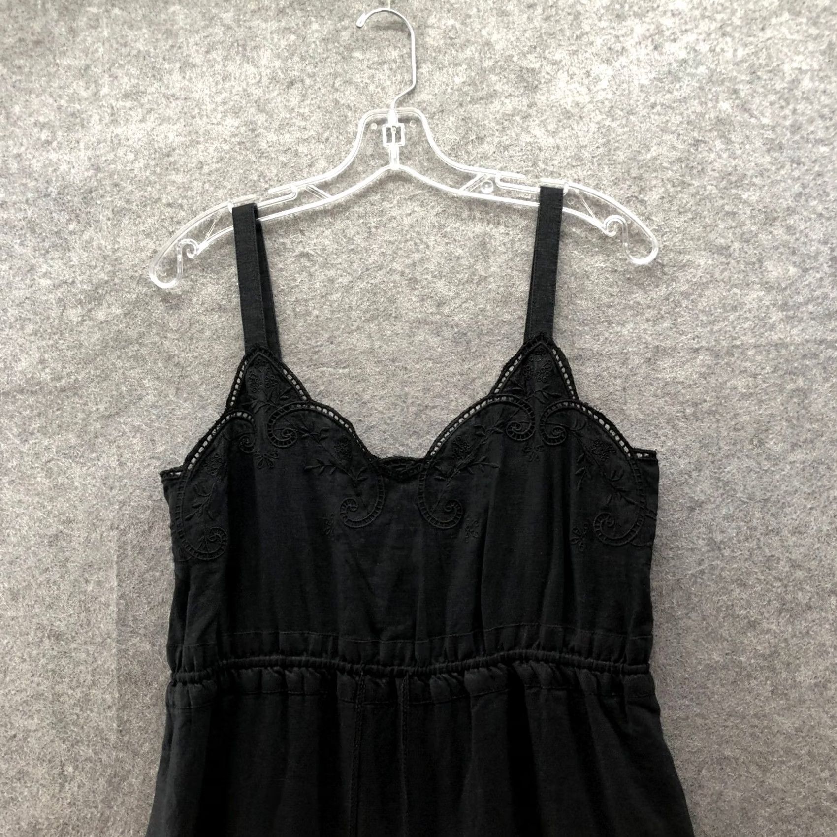 J.Crew J.Crew 100% Linen Midi Dress Black Embroidered Cami Sleeveless A-Line Size 6 Women V-Neck Sundress Tank Dress Pockets Adjustable Tie Size M / US 6-8 / IT 42-44 - 6 Thumbnail