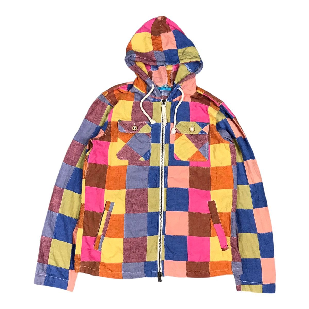 JAPANESE DESIGN PATCHWORK STYLE ZIPPER HOODIES JACKET