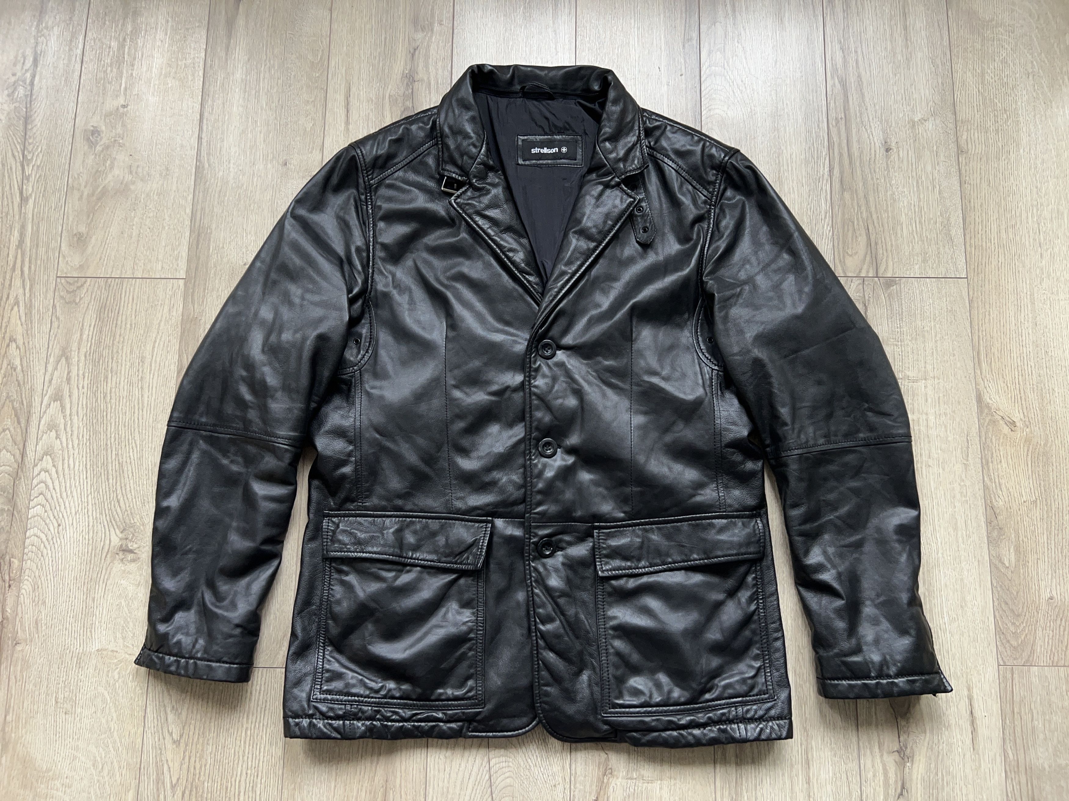 Strellson Mens Swiss Black Soft Leather Jacket Blazer Style Size 50 M Size US M / EU 48-50 / 2 - 2 Thumbnail