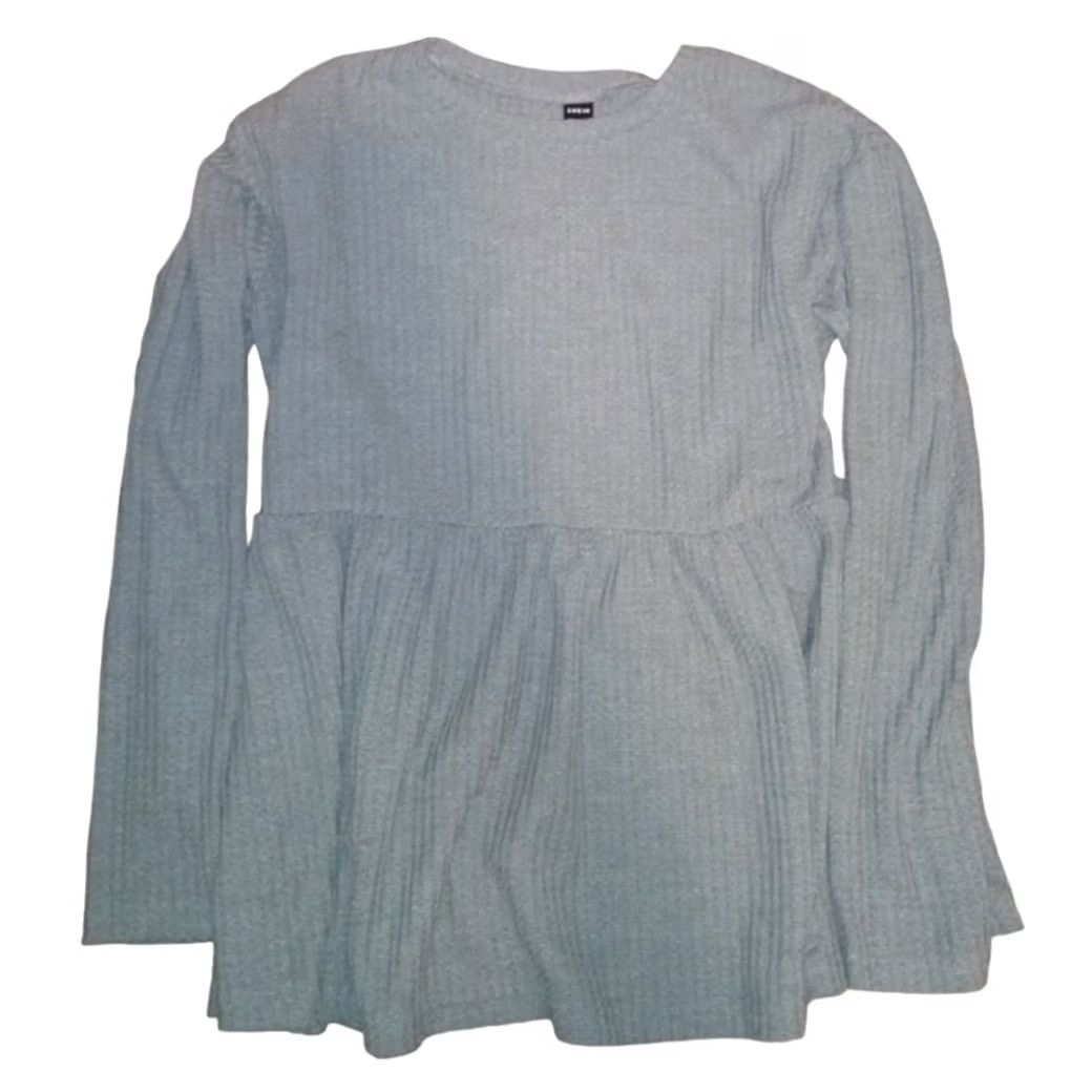 Shein SHEIN Waffle Knit Long Sleeve LARGE Blouse Women Blue Round Neck Cropped Knit Shirt L Size L / US 10 / IT 46 - 8 Thumbnail