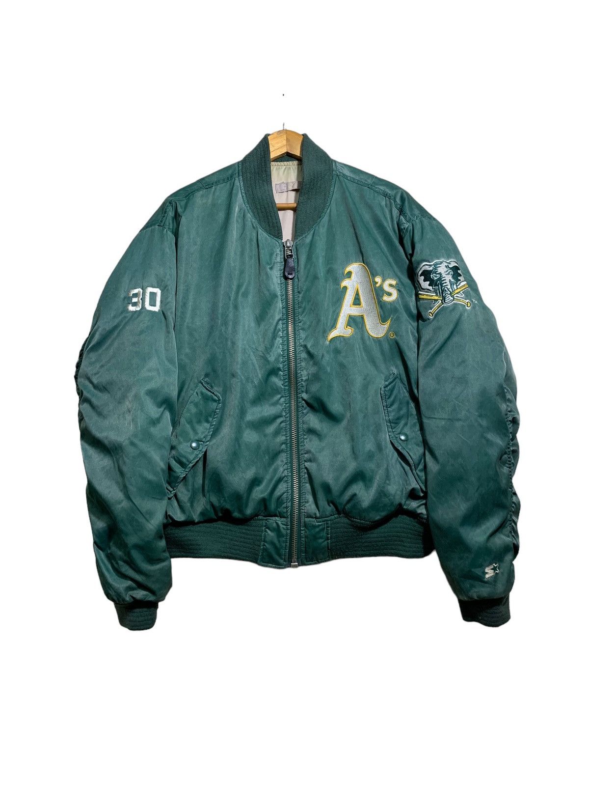 MLB 🔥A’s MLB BY STARTER BOMBER JACKETS Size US L / EU 52-54 / 3 - 1 Thumbnail
