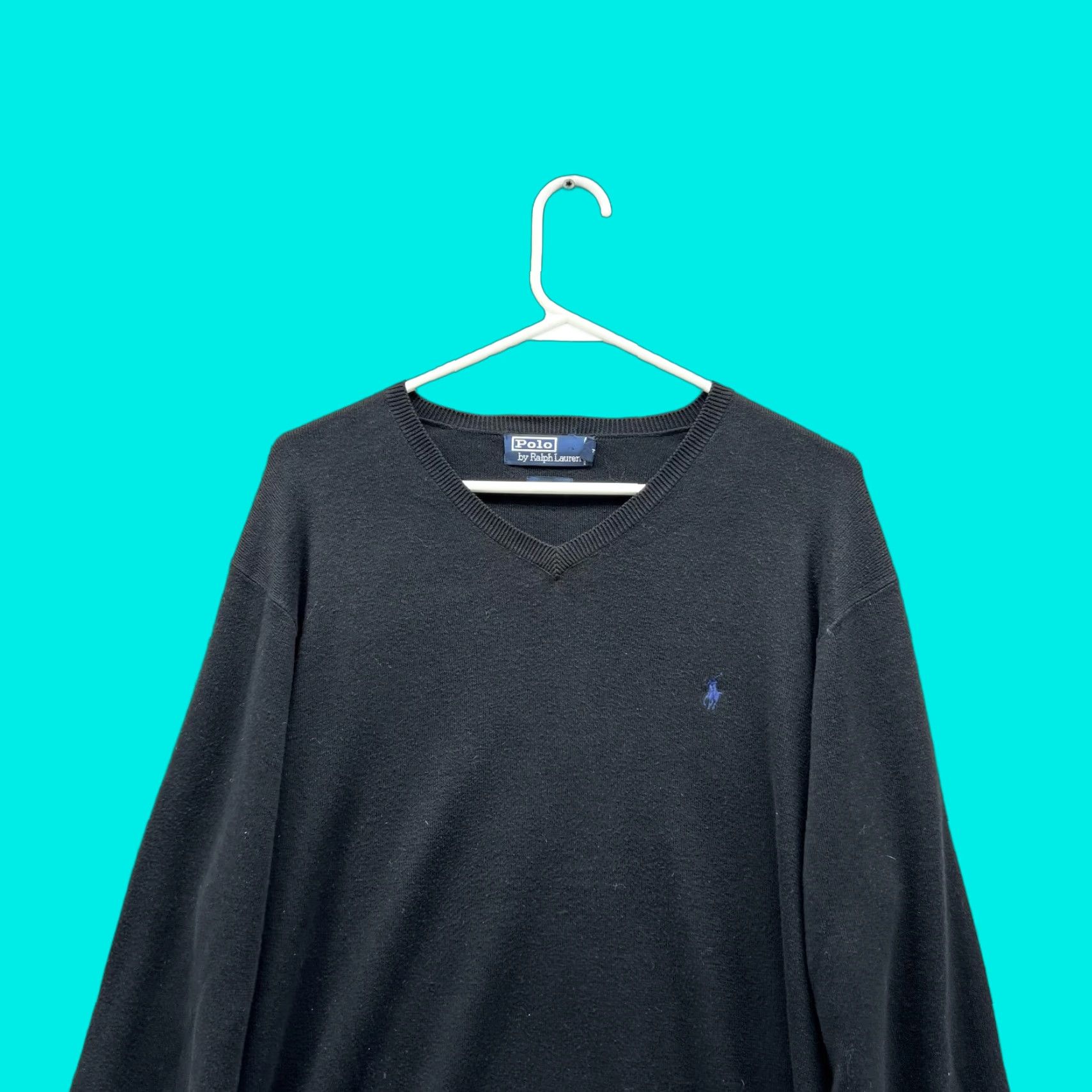 Polo Ralph Lauren Ralph Lauren Sweater Men Large Black V-Neck Pima Cotton Pony Pullover Knit Shirt/Sweater Size US L / EU 52-54 / 3 - 1 Thumbnail