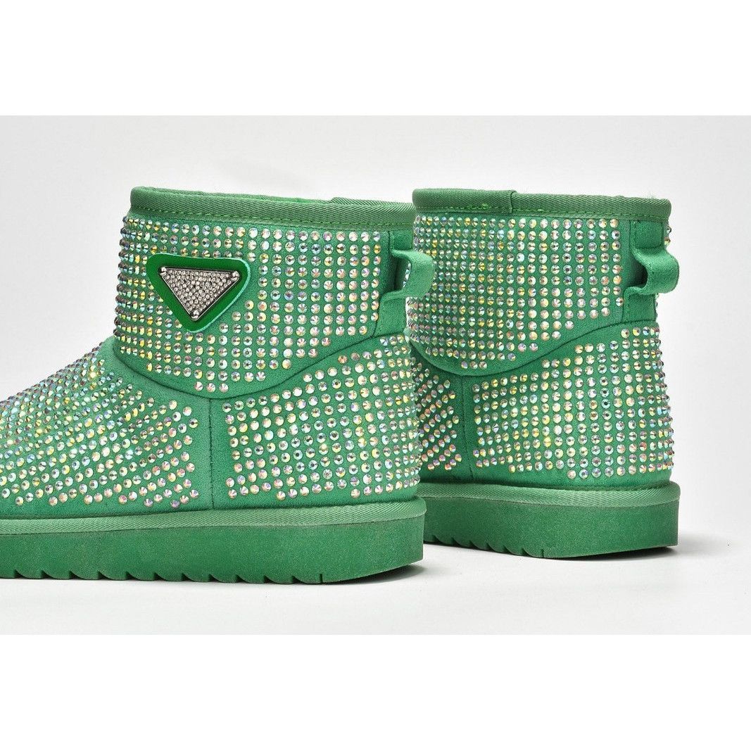 Other Twinkle Faux Fur Lined Slip On Winter Ankle Boots Green Irid Size US 8 / IT 38 - 3 Thumbnail