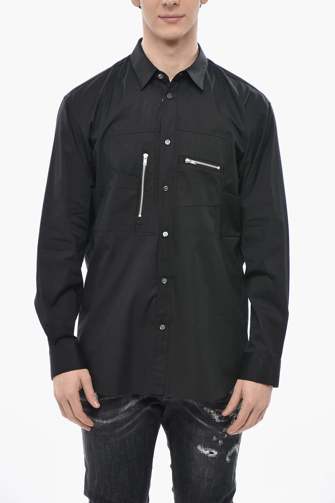 Comme des Garcons og1mm0426 Solid Multi-Pocket Shirt in Black Size US L / EU 52-54 / 3 - 1 Thumbnail