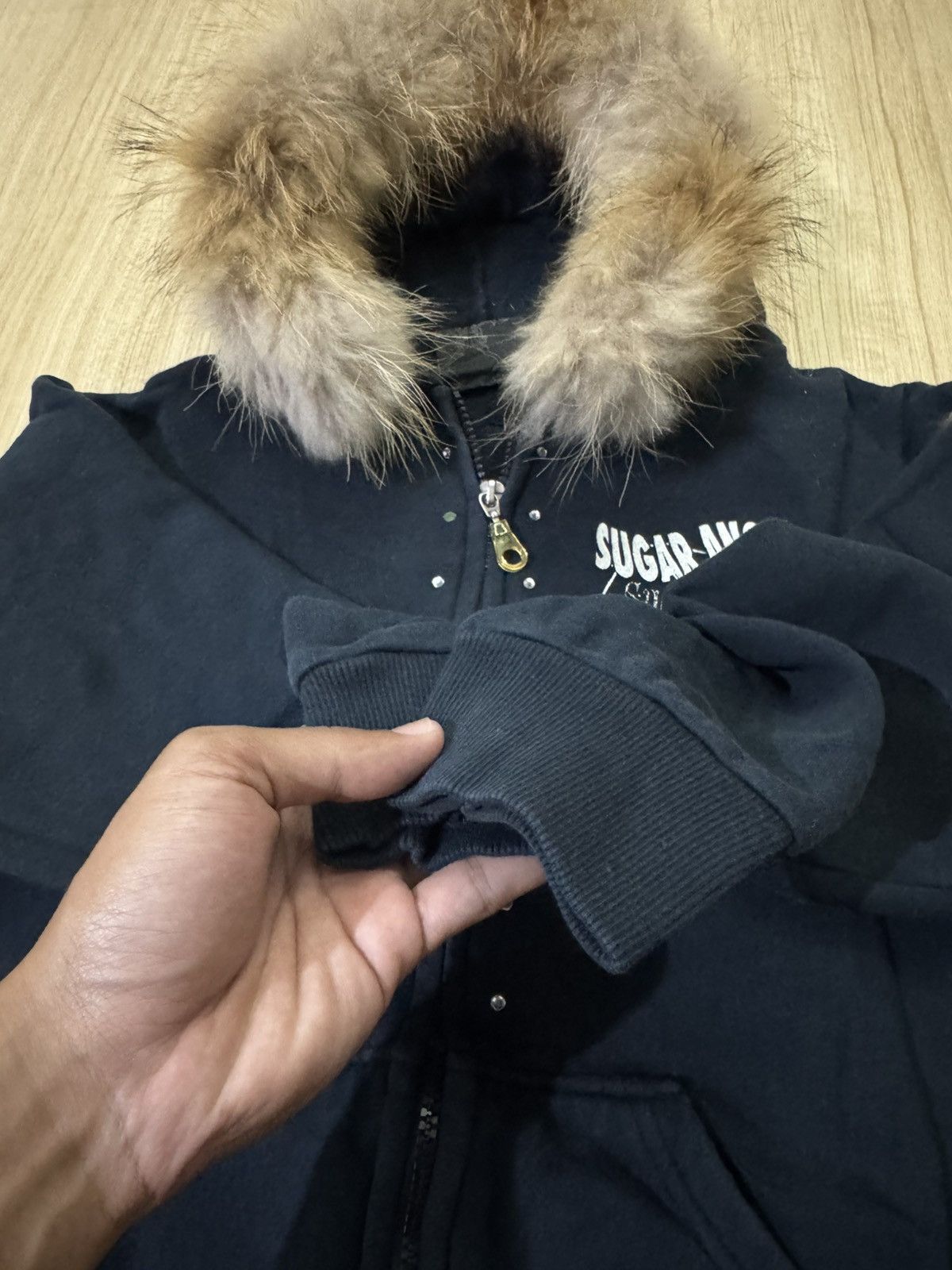 Japanese Brand FUR HOODIE BY SUGAR ANGEL MARVELOUS BLUE RELIGION Size S / US 4 / IT 40 - 5 Thumbnail