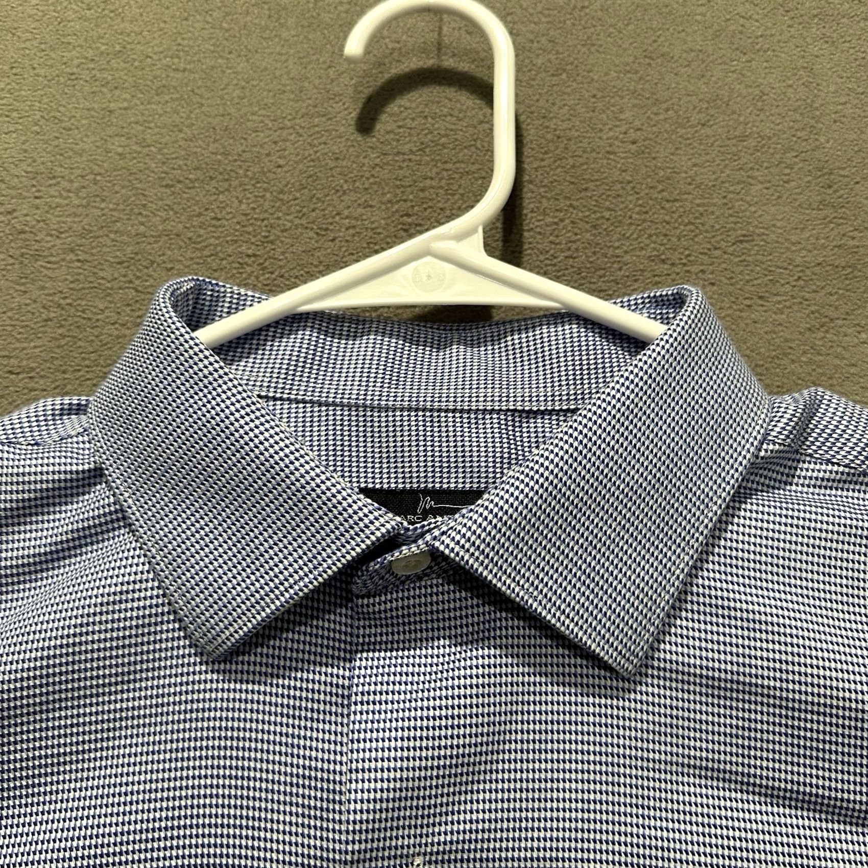 Marcs Marc Anthony Shirt Mens 16.5 36-37 Blue Houndstooth No Iron Slim Fit Dress READ Shirt Mens 16.5 36-37 Blue Houndstooth No Iron Slim Fit Dress READ Size 46R - 5 Thumbnail