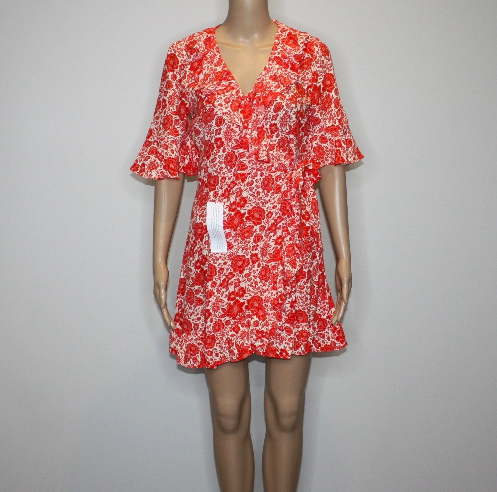 Topshop Floral Print Ruffle Wrap Mini Dress in Petite US 2 NWT $75 Size XS / US 0-2 / IT 36-38 - 6 Thumbnail