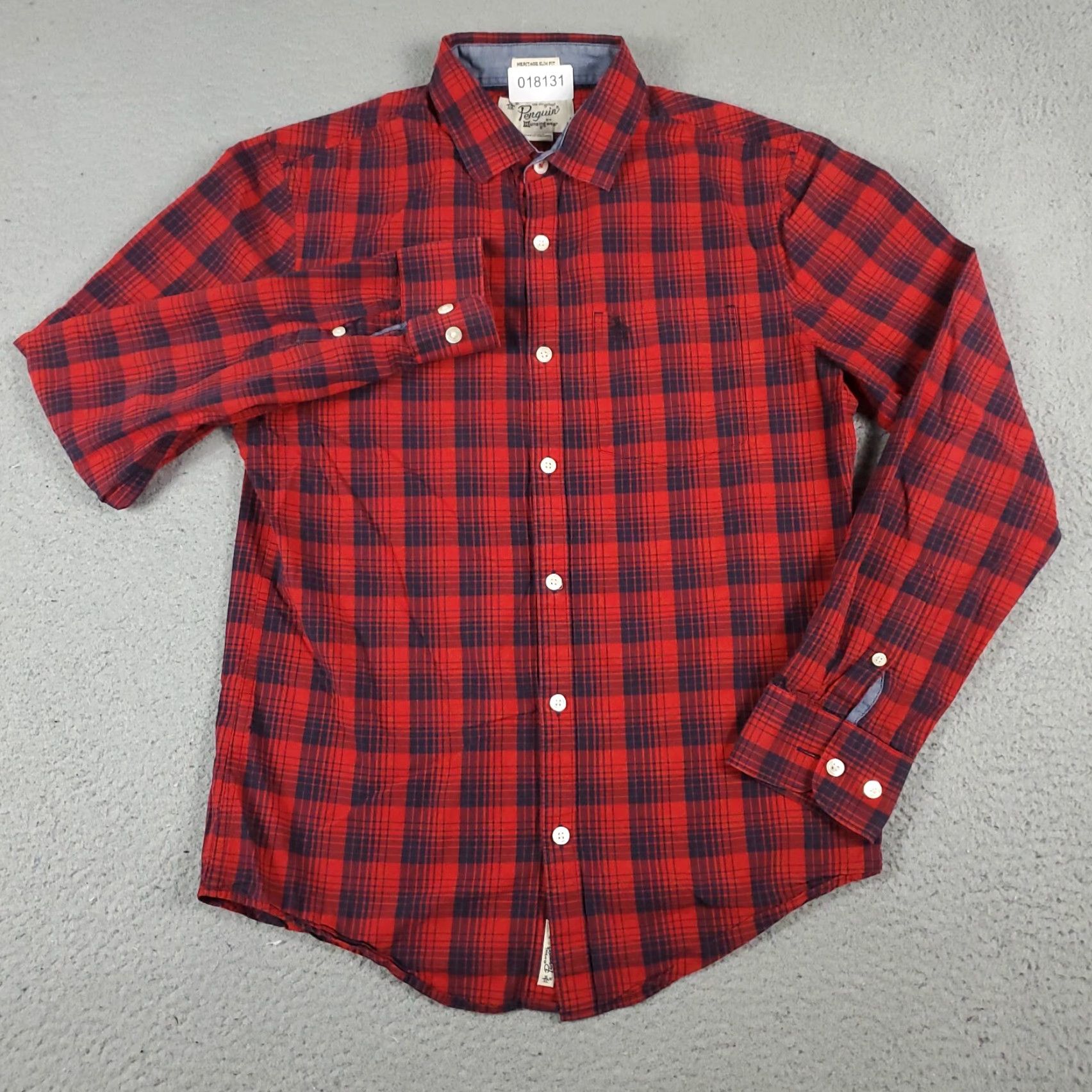 Original Penguin VINTAGE Original Penguin Shirt Mens Small Red Plaid Slim Fit Button-Up Size US S / EU 44-46 / 1 - 3 Thumbnail