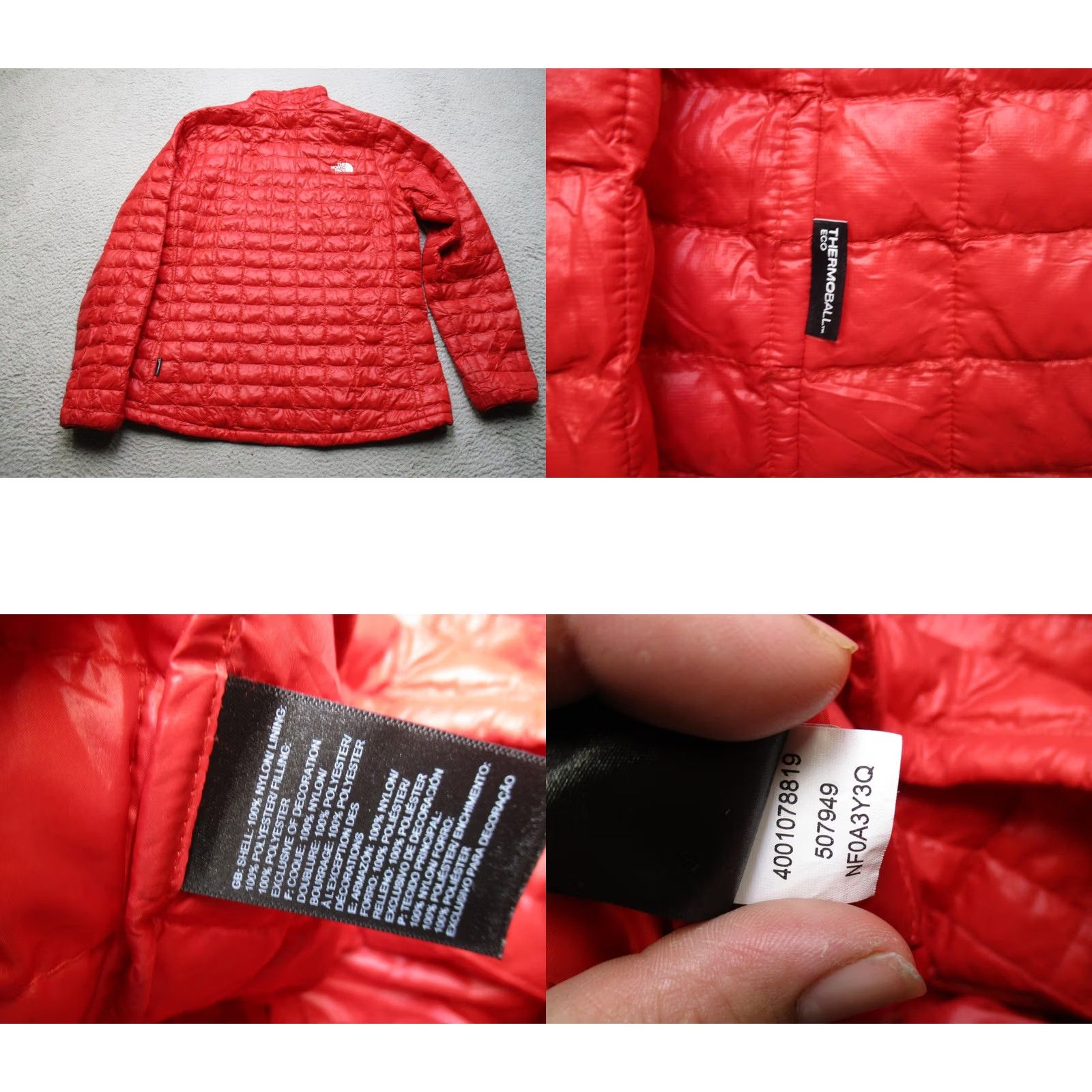 The North Face The North Face Jacket Womens Large Red ThermoBall Eco Puffer Full Zip NF0A3Y3Q Size L / US 10 / IT 46 - 8 Thumbnail