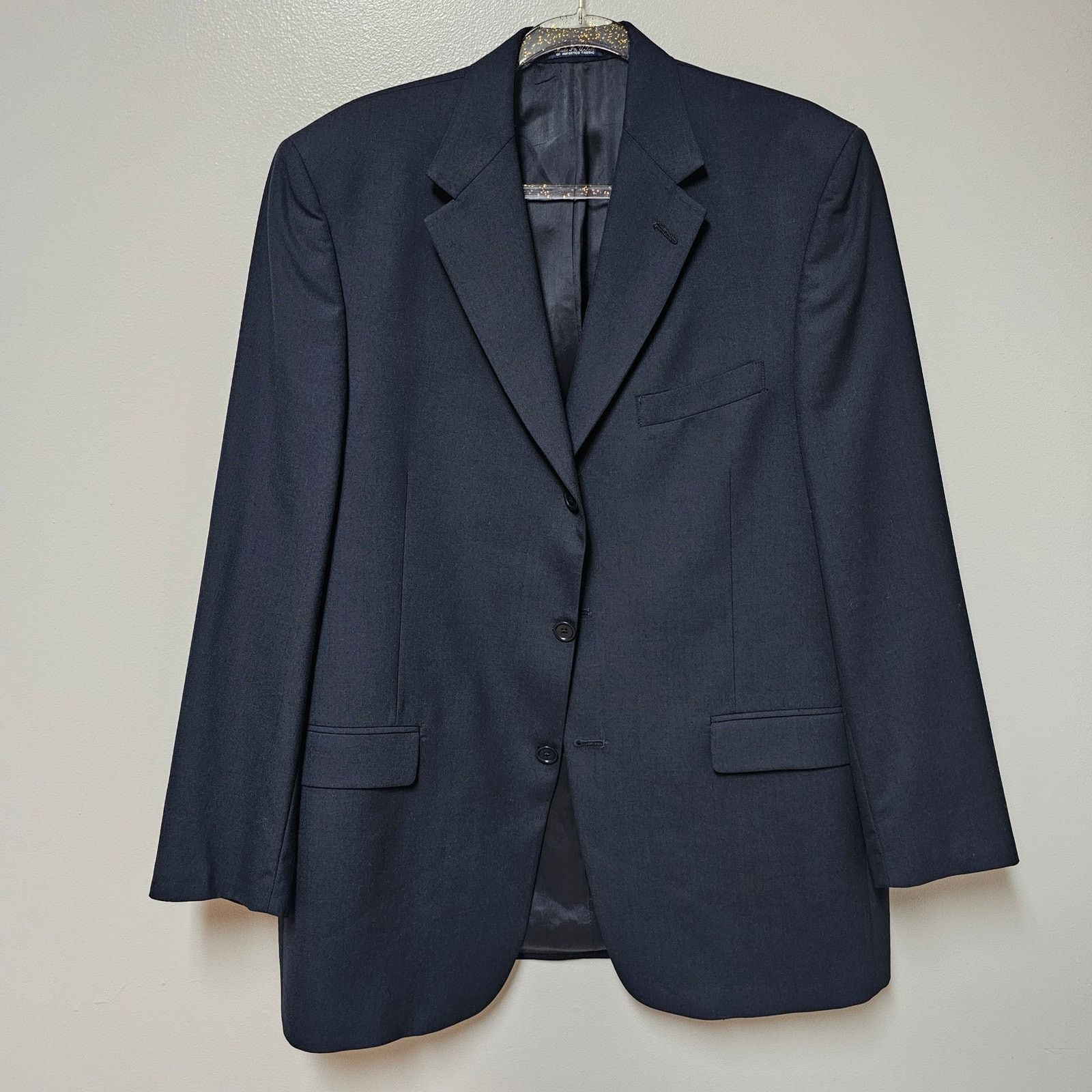 Kenneth Cole Kenneth Cole Navy 3 Button Blue Suit Jacket Made in US 44L Size 44L - 2 Thumbnail