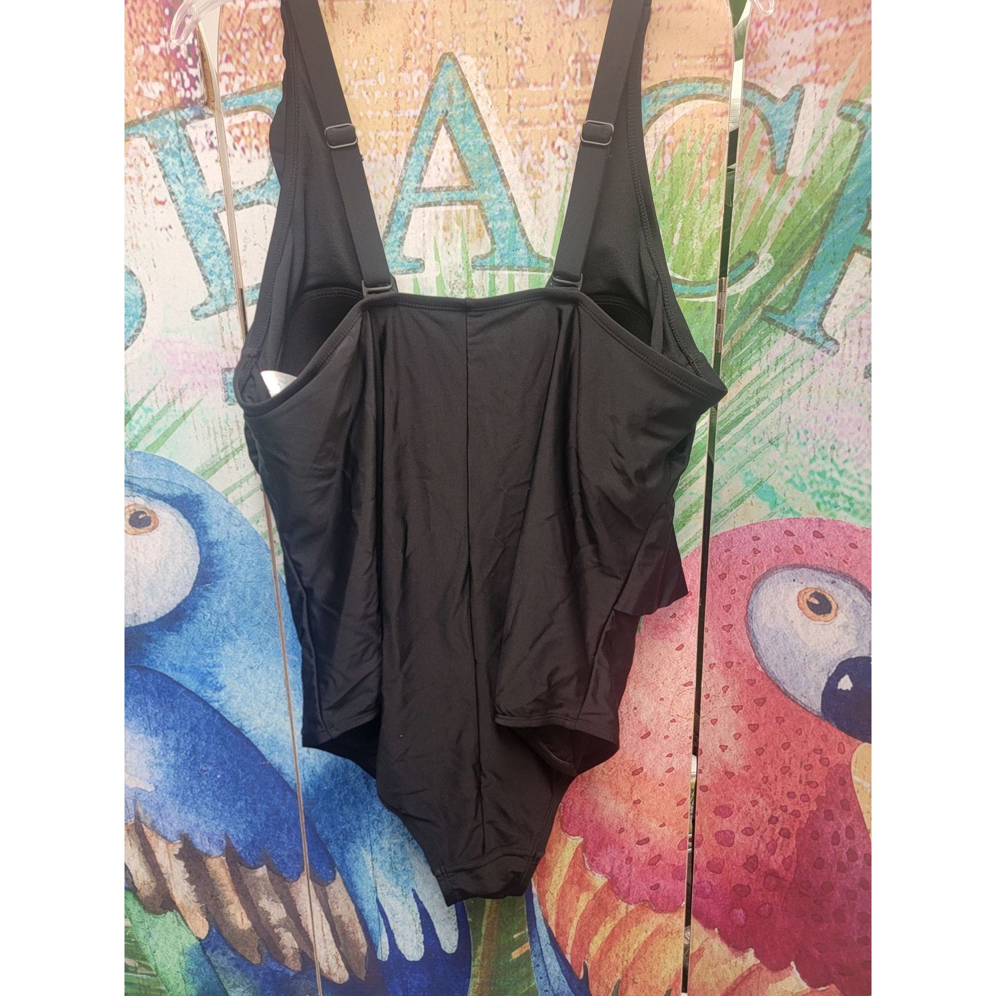 Other Women's Black Ruffle One-Piece Swimsuit With Adjustable Stra Size 3XL / US 20-22 - 5 Thumbnail