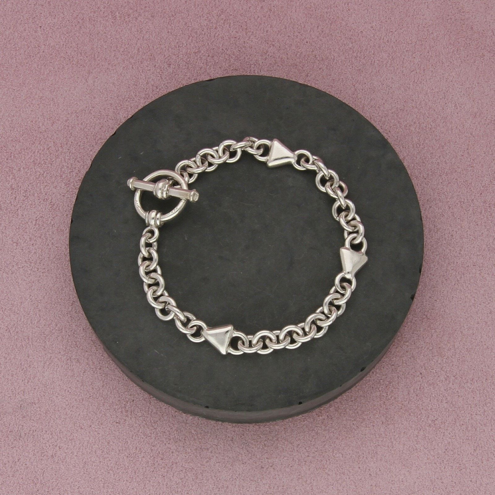 Sterling Silver sterling silver triangle cable chain toggle bracelet 7.5in Size ONE SIZE - 1 Thumbnail