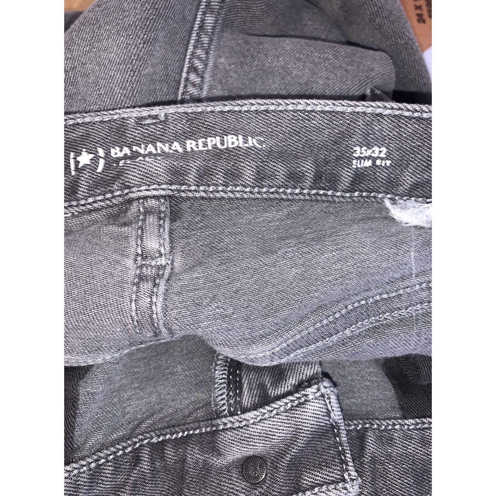 Vintage VINTAGE Grays Banna Republic Mens Legacy Weathered Gray Denim Slim Fit Jeans Sz 35x32 Mens Jeans Slim Fit Gray Denim Cotton - 6032 (As Is) Size US 35 - 8 Thumbnail