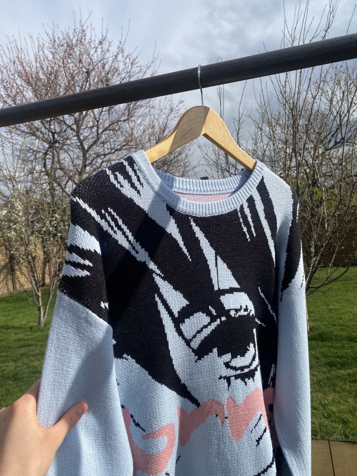 Japanese Brand Blue anime graphic sweater, oversized knit pullover Size L / US 10 / IT 46 - 4 Thumbnail