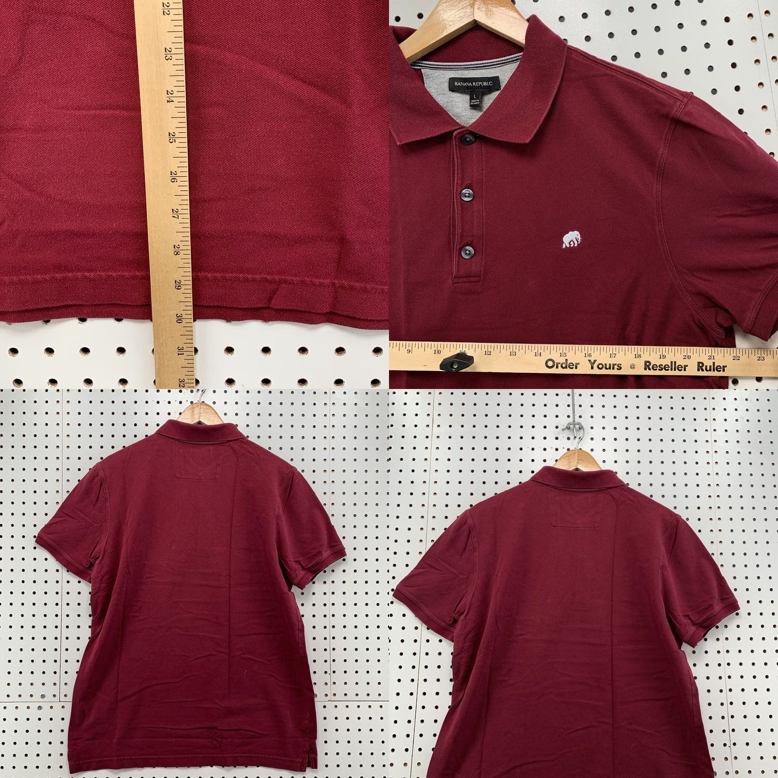 Banana Republic Banana Republic Polo Shirt Mens Large Maroon White Elephant Casual Collar Size US L / EU 52-54 / 3 - 9 Thumbnail