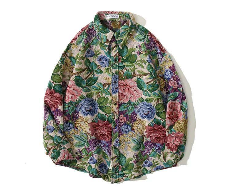Watercolor Floral Print Oversized Shirts