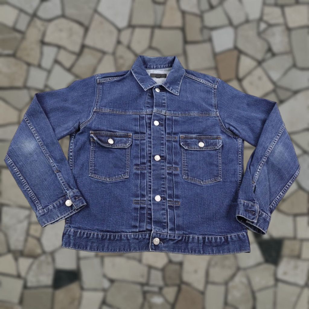 Uniqlo Uniqlo Jacket Mens Small Blue Denim Trucker Button Up Flex Dark Casual Workwear Mens Size US 29 - 1 Thumbnail