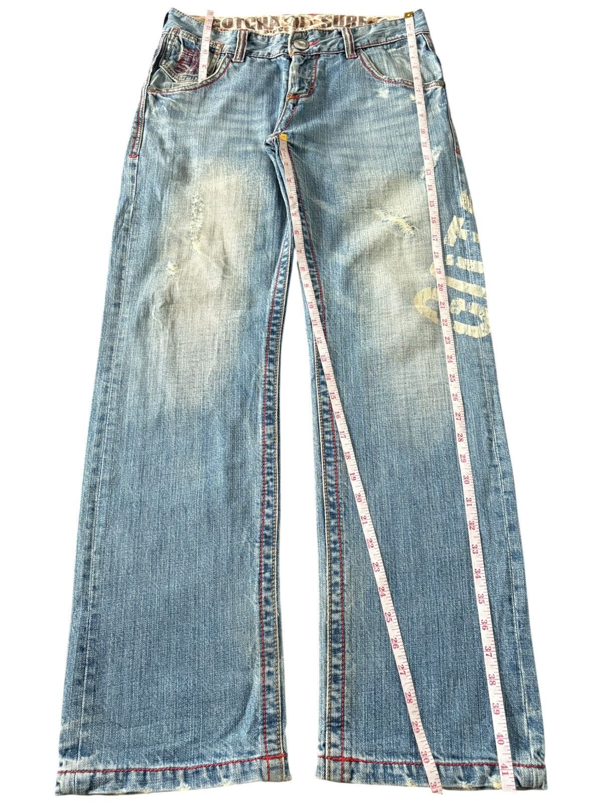 Gotcha Vintage Japanese Gotcha Printed Distressed Baggy Jeans Size US 31 - 7 Thumbnail