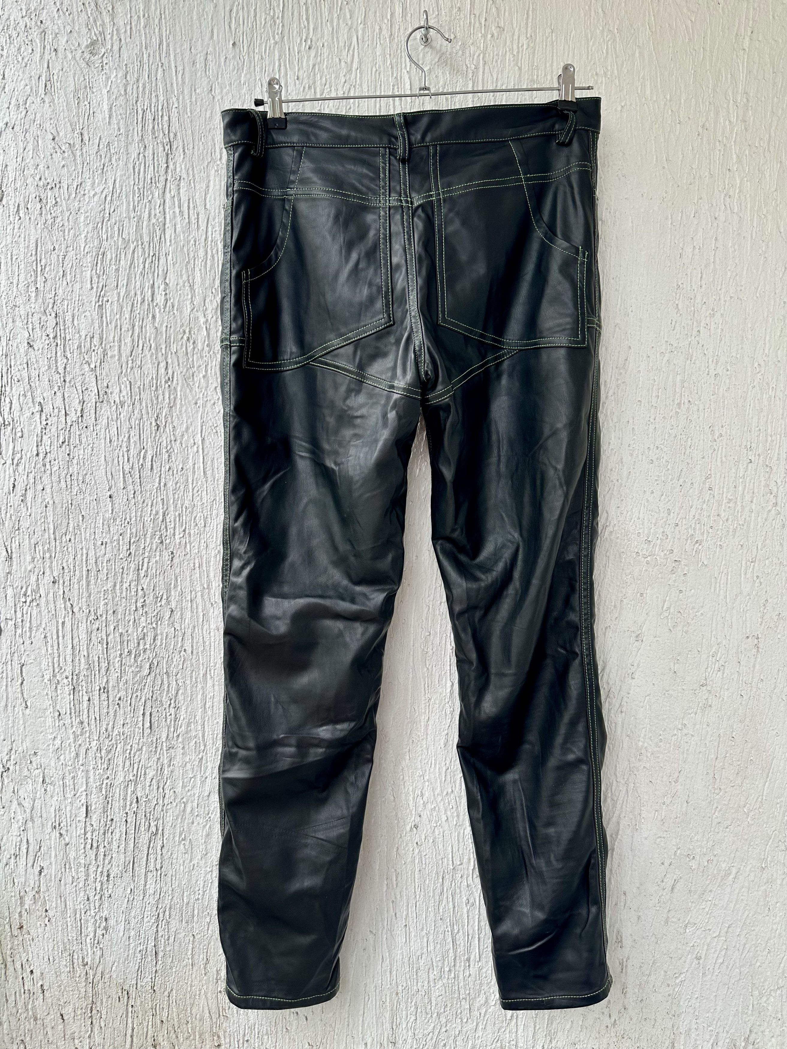 Eckhaus Latta BLACK FAUX-LEATHER PANELED PANTS Size US 34 / EU 50 - 3 Thumbnail