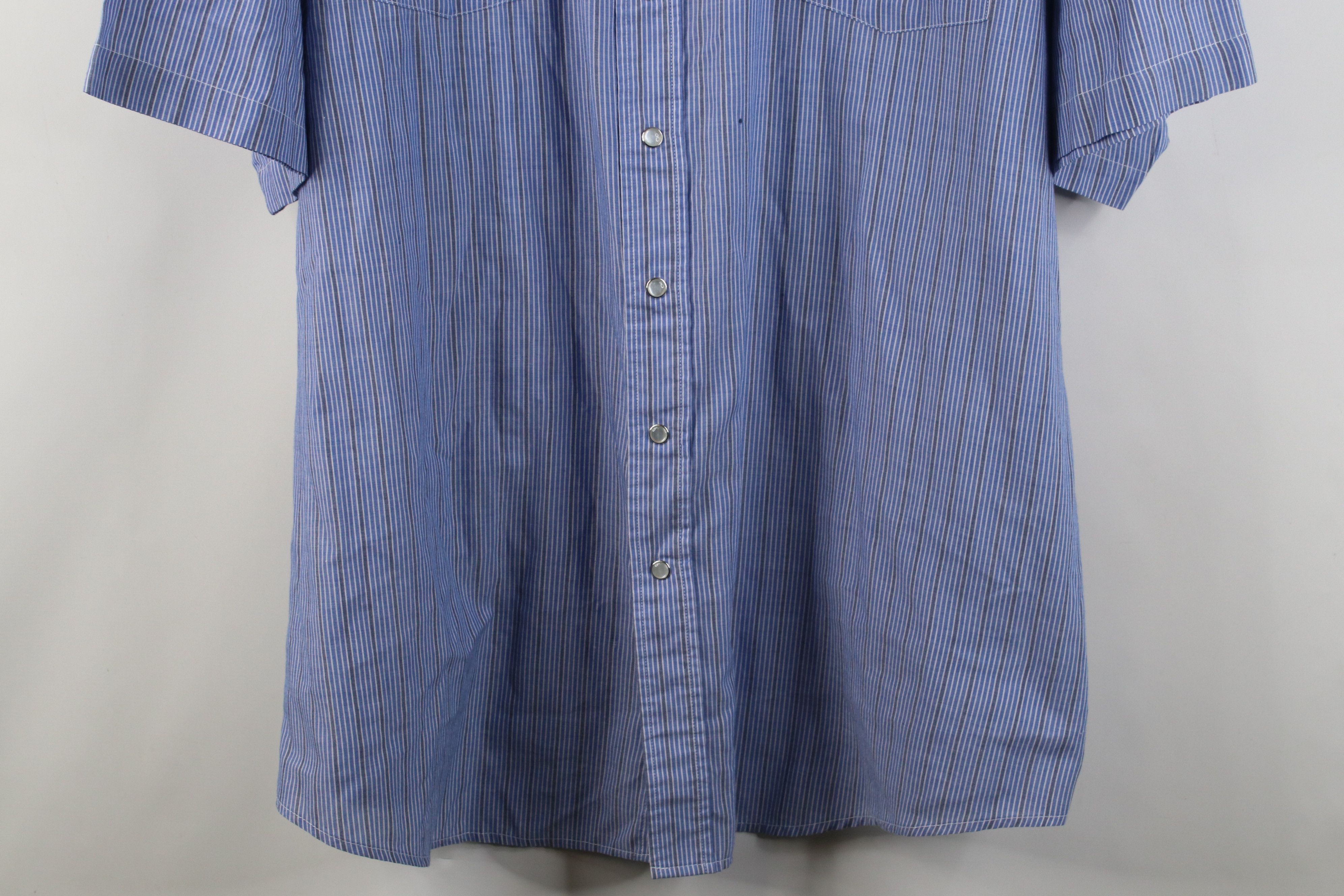 Vintage Vintage 90s Streetwear Striped Pearl Snap Button Shirt Blue Size US XXL / EU 58 / 5 - 3 Thumbnail
