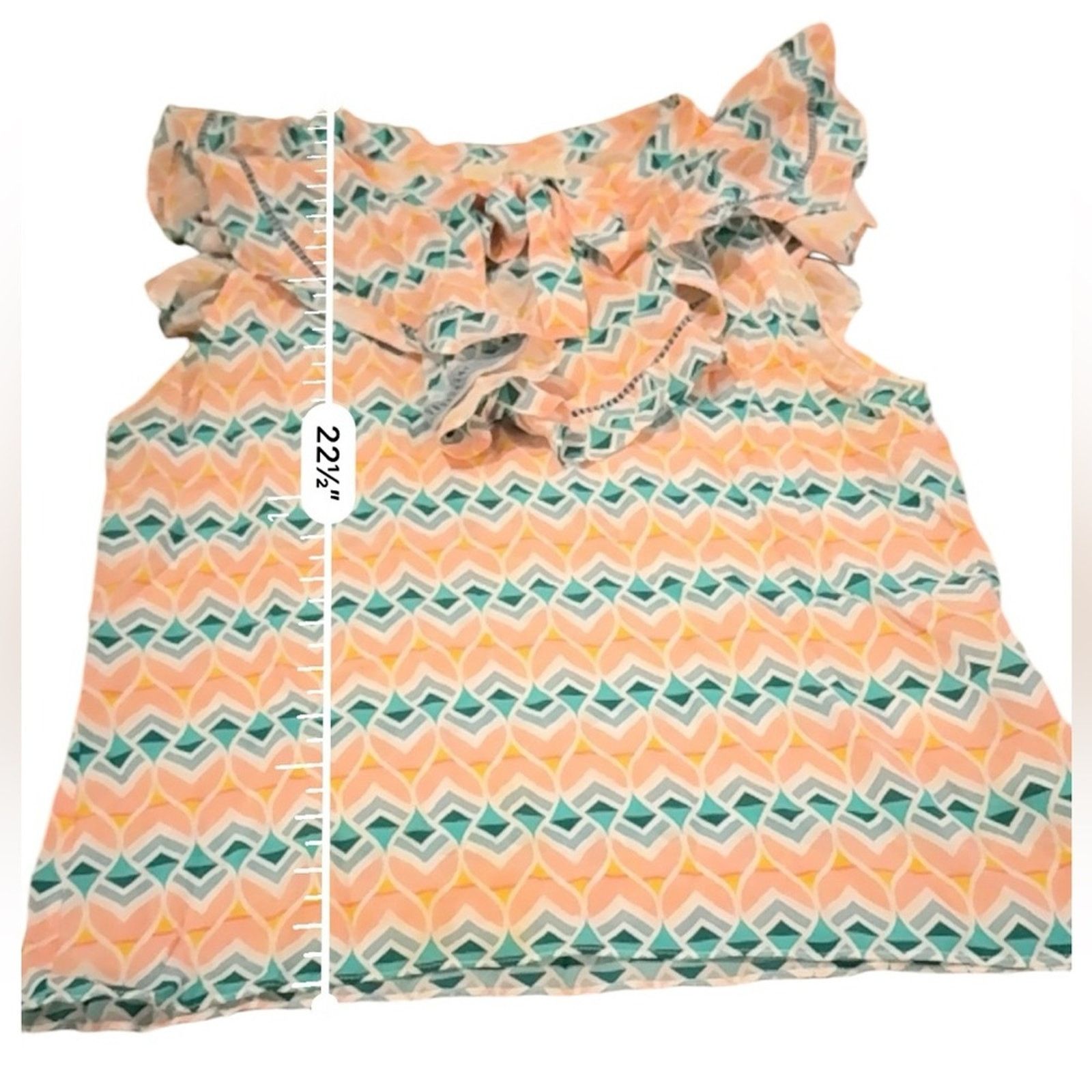 Paloma Blue 100% Silk Pink & Blue Sophia Ruffle Tie Top Sz S