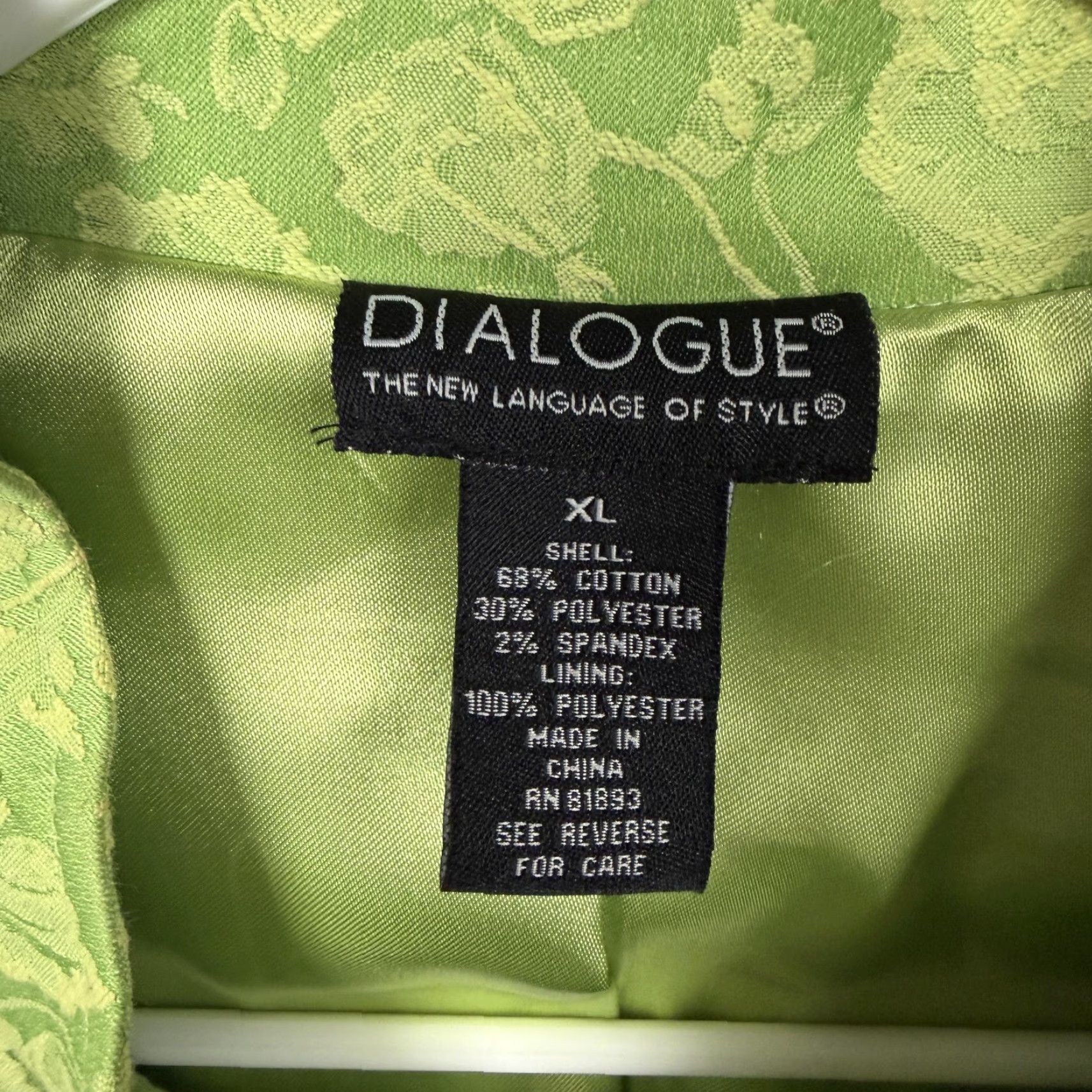 Vintage Dialogue Blazer Jacket XL Floral Jacquard Lined Shoulder Pads Office Chic Green Womens XL Size XL / US 12-14 / IT 48-50 - 5 Thumbnail