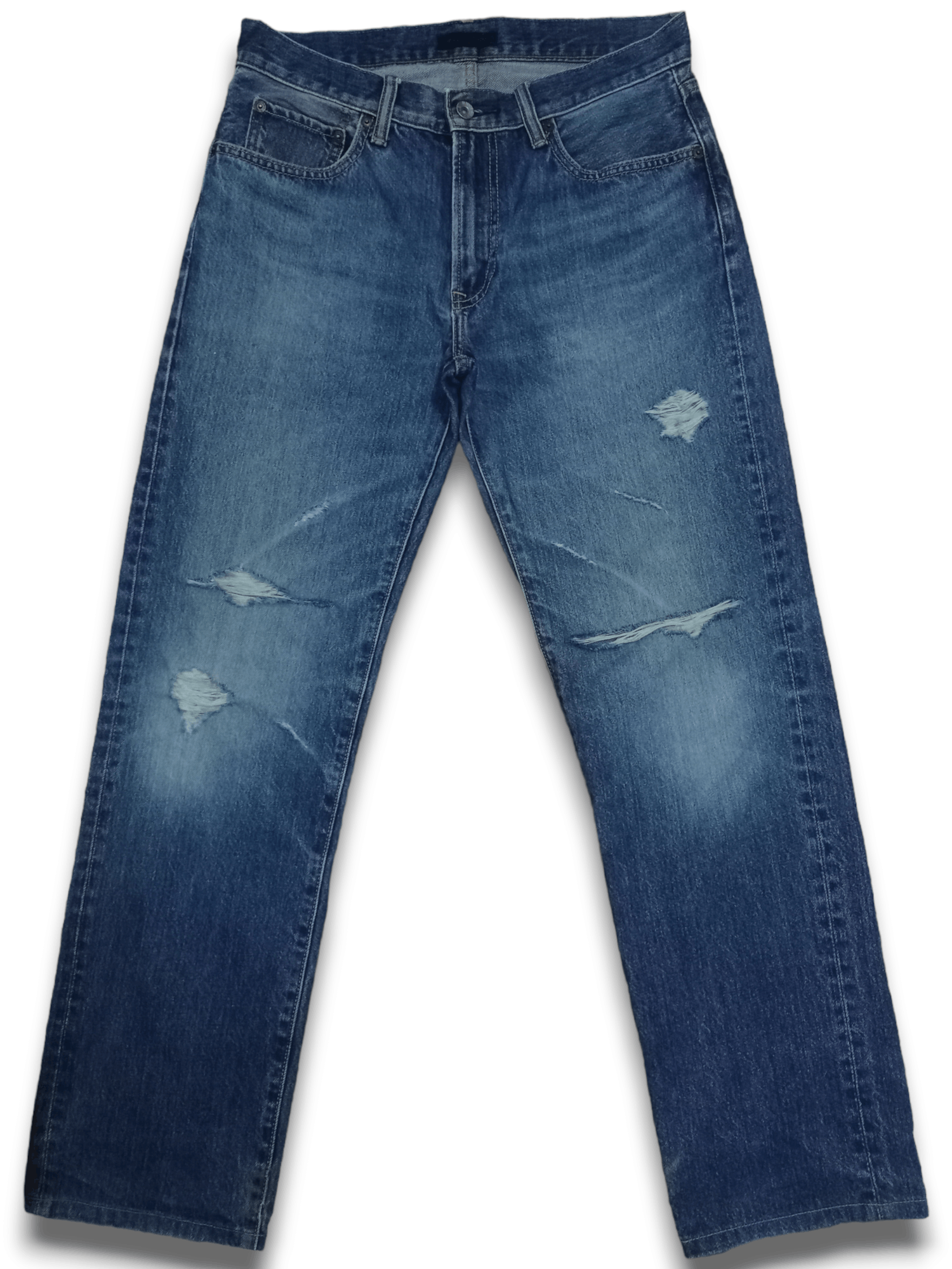 Japanese Brand Vintage Japanese Uniqlo Blue Wash Distressed Loose Jeans Size US 31 - 12 Thumbnail