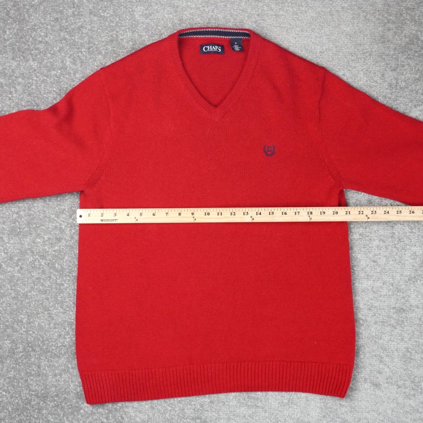 Chaps Chaps Logo Knit Mens Medium Red Long Sleeve V Neck Pullover Sweater Size US M / EU 48-50 / 2 - 4 Thumbnail