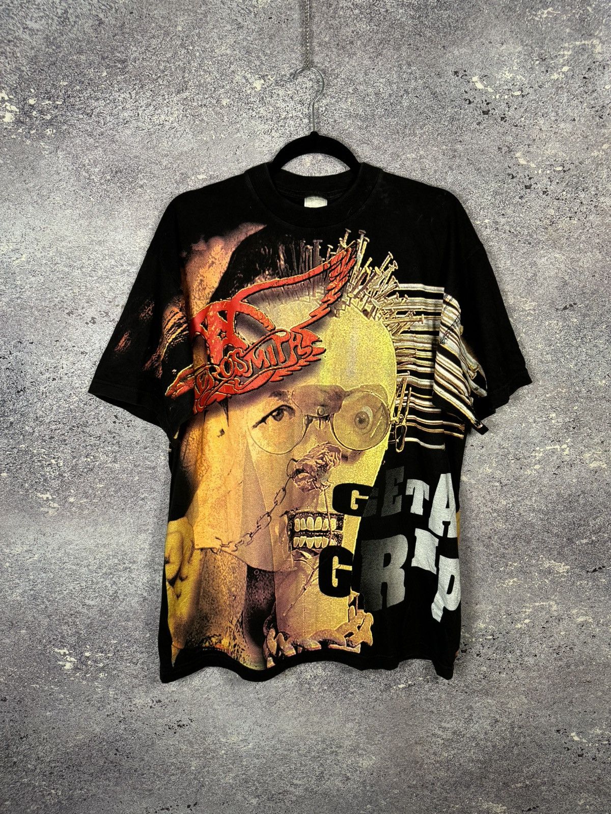 Band Tees × Vintage 90’s Aerosmith 1993 Get a Grip AOP Print Rare Tee Size US XL / EU 56 / 4 - 1 Thumbnail