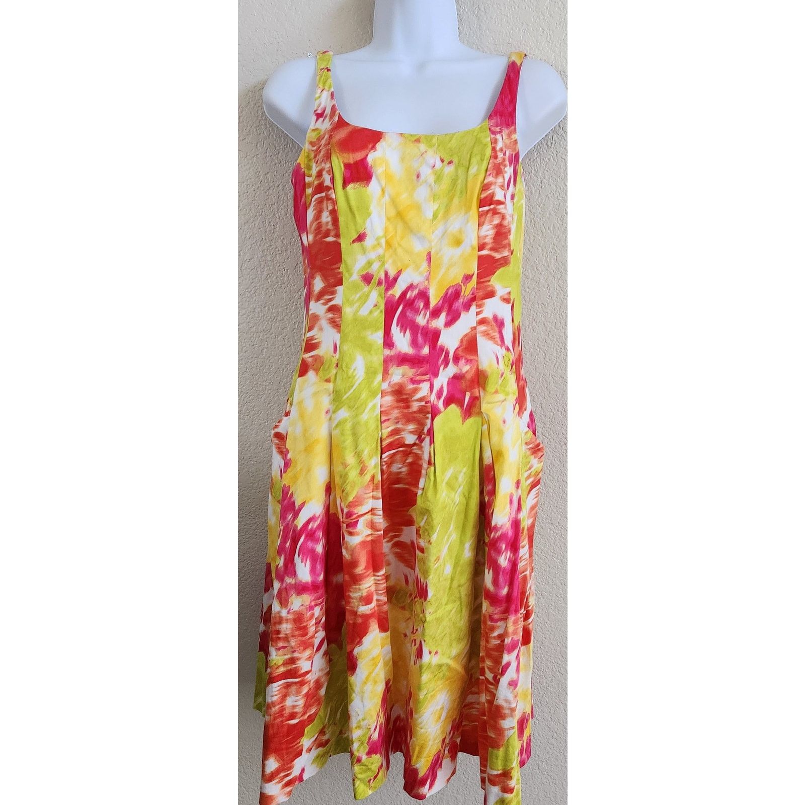 Other American Living Orange Pink Lime Green Fit N Flare Dress 4 Size S / US 4 / IT 40 - 1 Thumbnail