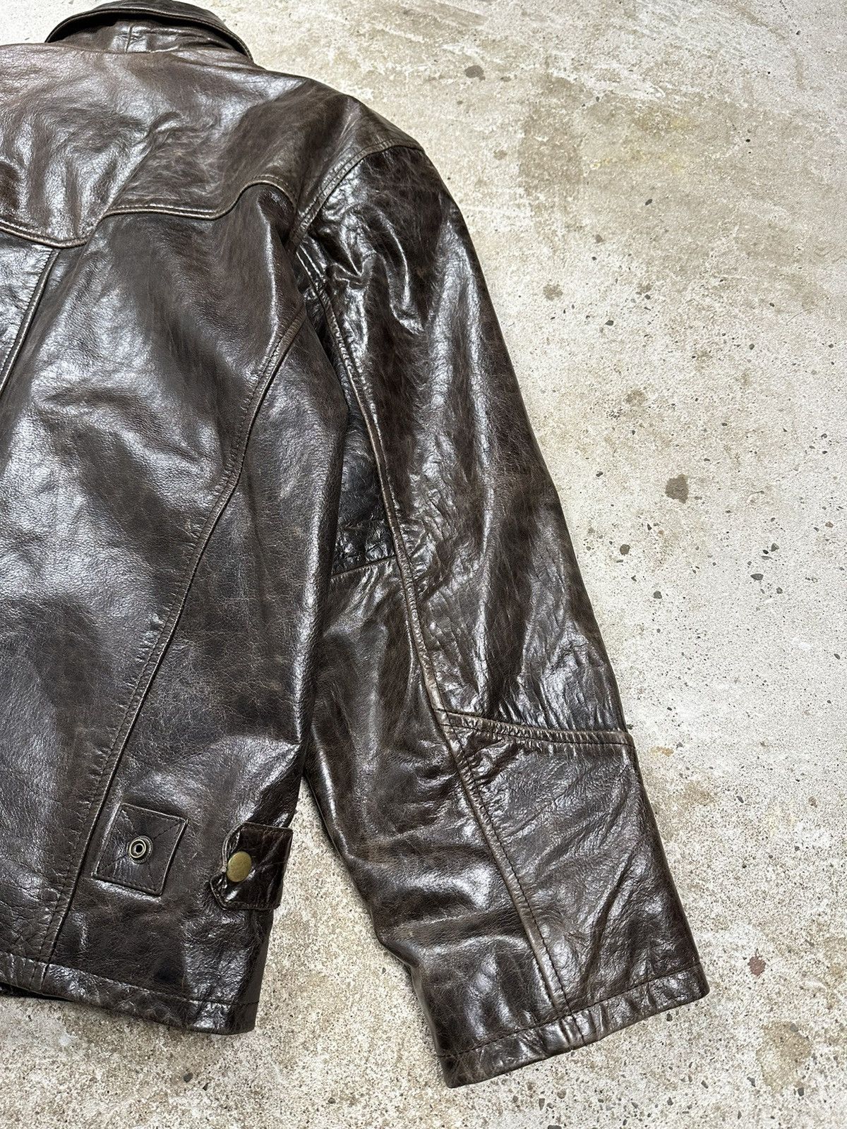 Vintage 90s Brown Washed Leather Jacket