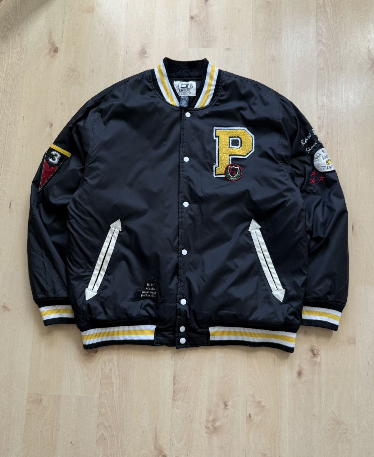 Japanese Brand Raw Blue college Baseball nfl bomber jacket Size US XXL / EU 58 / 5 - 3 Thumbnail