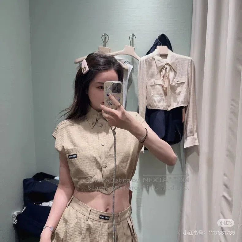 Miu Miu MiuMiu Sleeveless Logo Print Shirt. Size US M / EU 48-50 / 2 - 3 Thumbnail