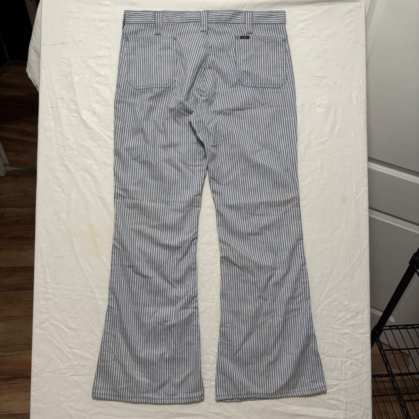 Lee Deadstock VTG 70's Lee Pinstripe Bell Bottom Pants 34x31 Size 34" / US 12 / IT 48 - 3 Thumbnail