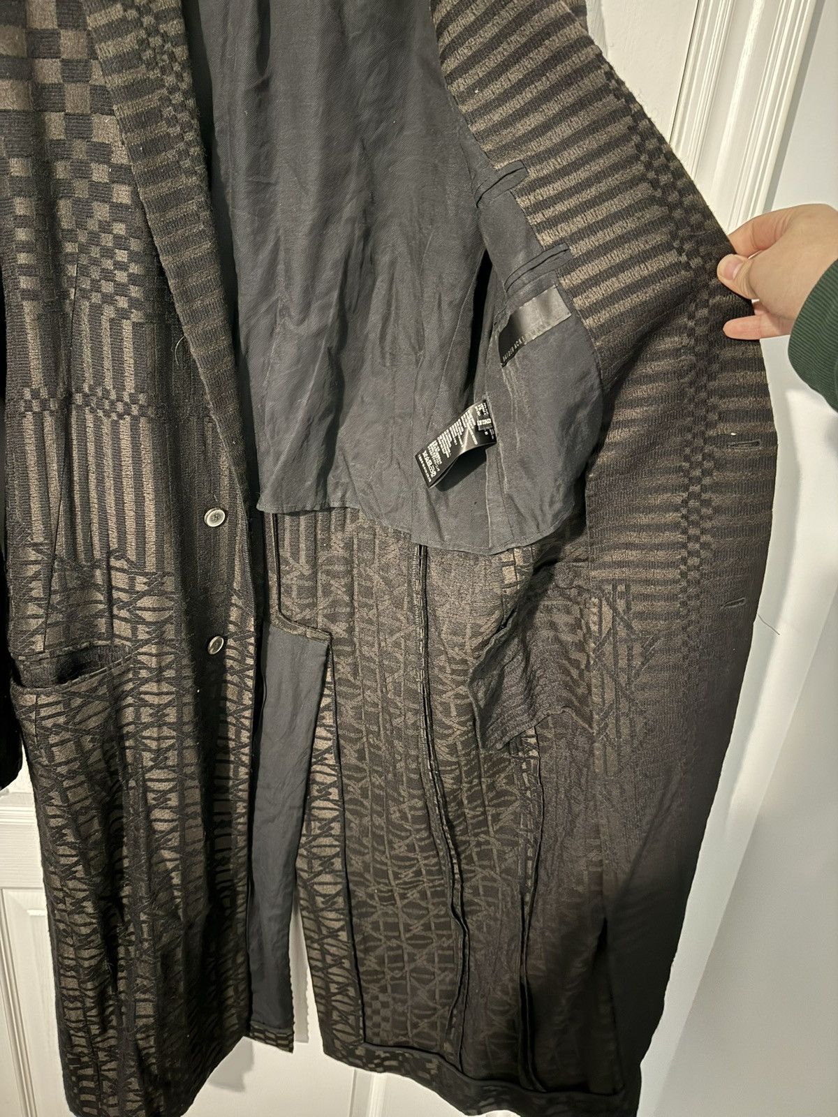 Haider Ackermann Black Brown Geometric Printed Wool And Silk Coat Size US M / EU 48-50 / 2 - 5 Thumbnail