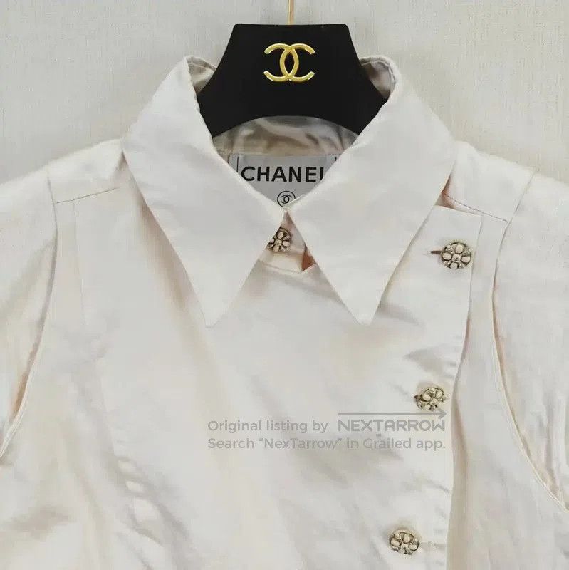 Chanel Chanel Summer Beige Silk Sleeveless Cardigan . Size L / US 10 / IT 46 - 2 Thumbnail