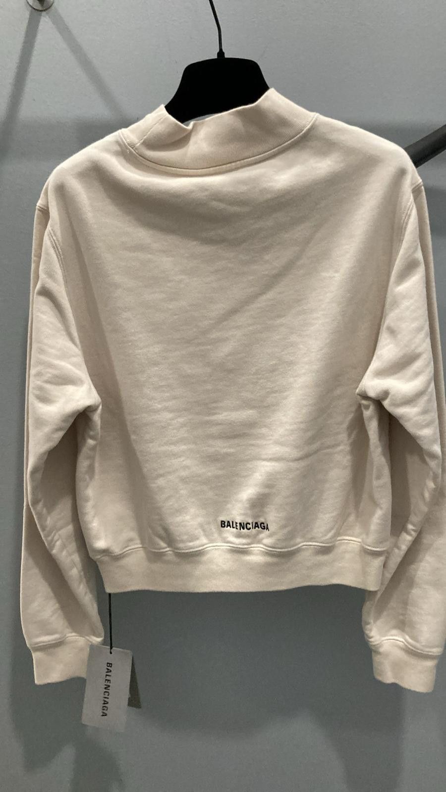 Balenciaga o1la1rc1a0425 Shrunk Back Hem Sweatshirt Chalky White/Black Size US M / EU 48-50 / 2 - 2 Thumbnail