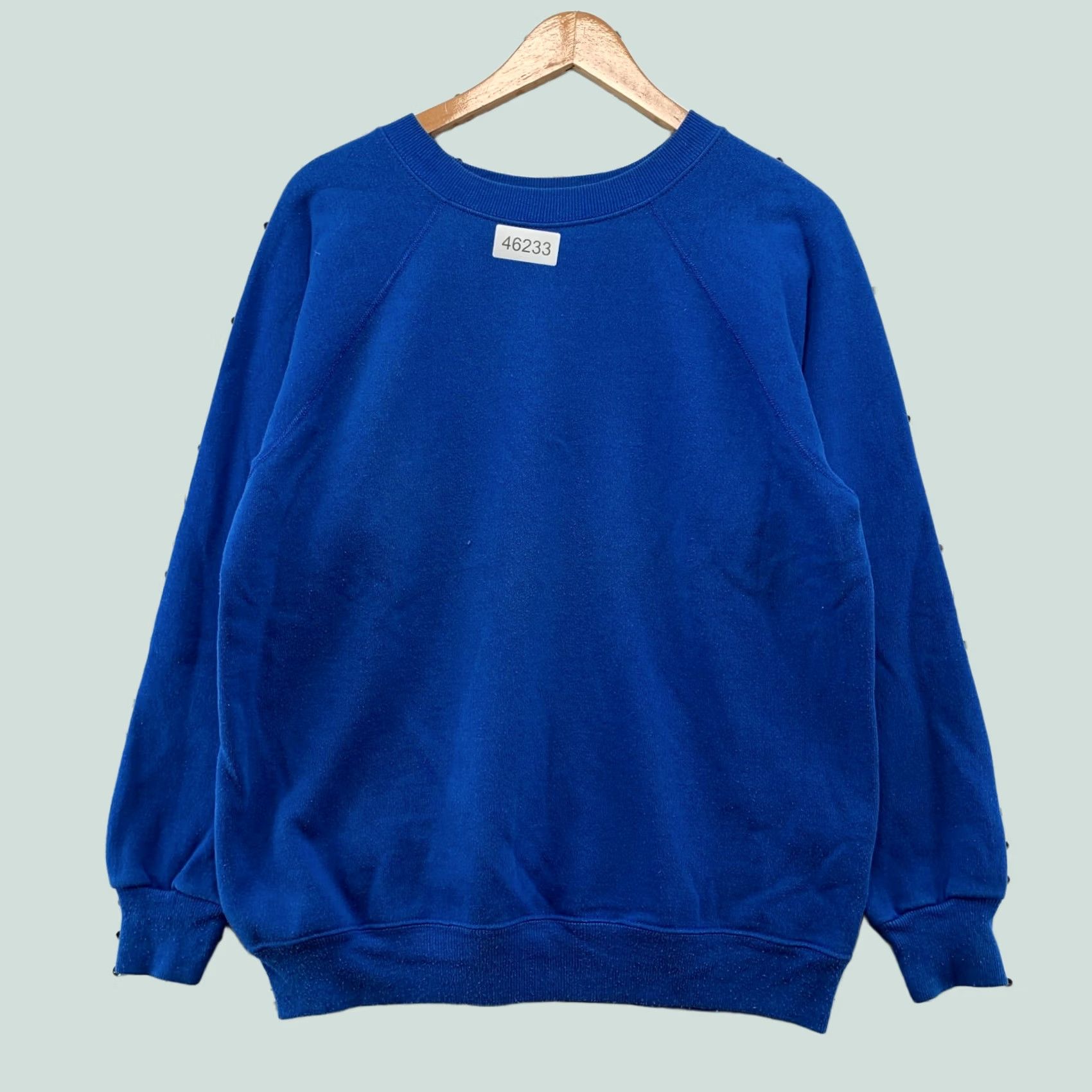 Hanes VINTAGE Hanes Sweatshirt Large Royal Blue Raglan Long Sleeve Fleece USA Mens 80s Size US L / EU 52-54 / 3 - 1 Thumbnail